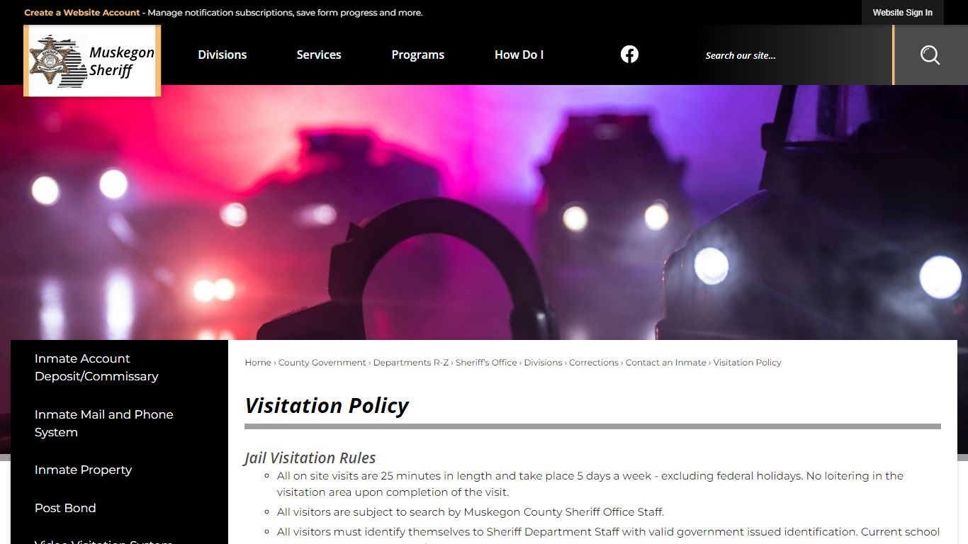 Visitation Policy | Muskegon County, MI